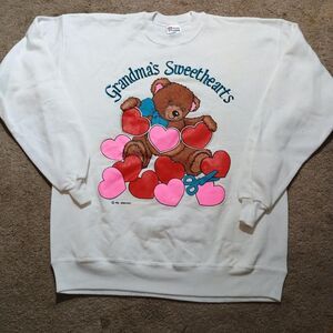 Vintage Hanes Crewneck Sweatshirt Grandmas Sweethearts Teddy Bear USA Sz XL